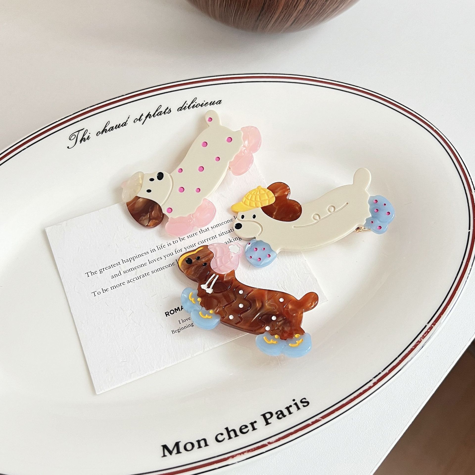 Cute Polka-dot Dachshund Hair Clip For Girls