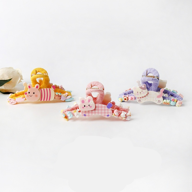 Cute Korean-style Plaid Hair Clip For Puppies And Kittens