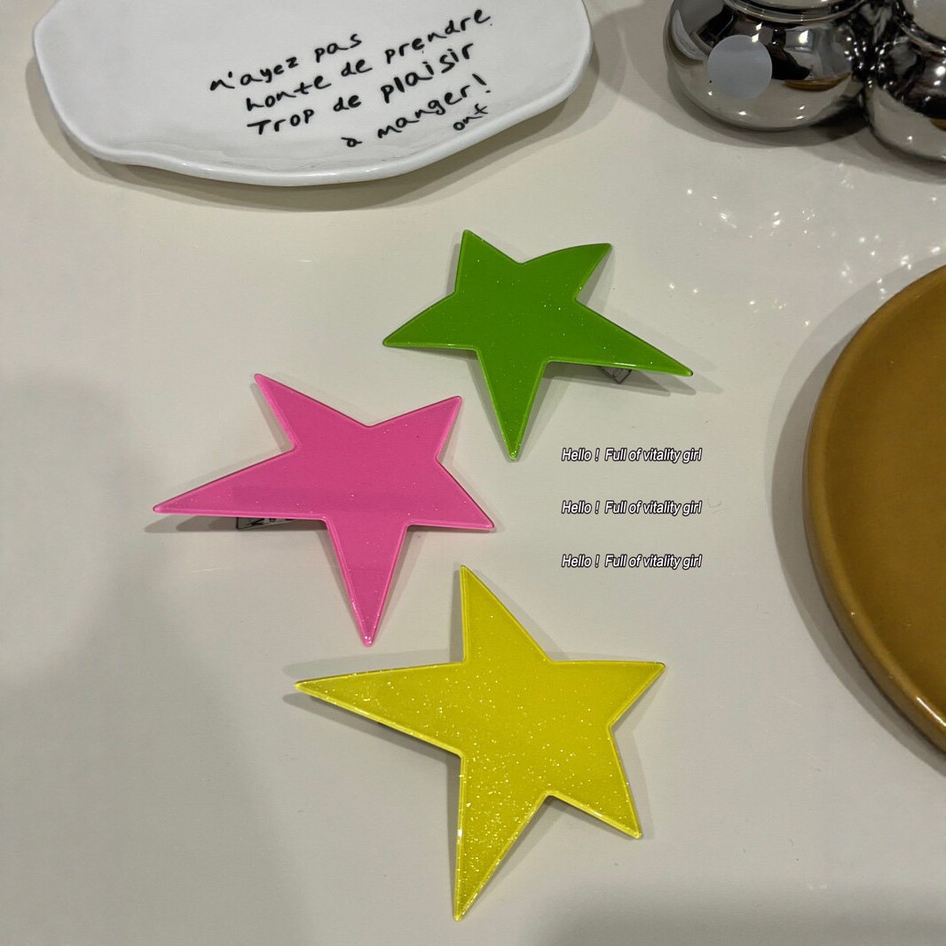 Fluorescent-colored Irregular Large Pentagonal Clip