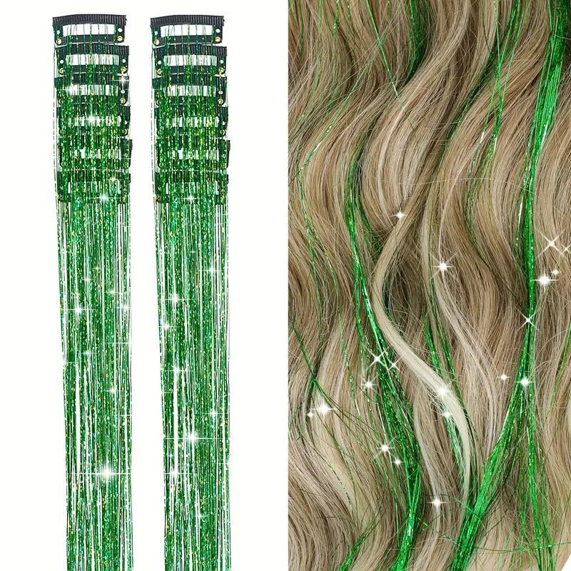 Laser-thread Colorful Shiny Seamless Hair Extensions