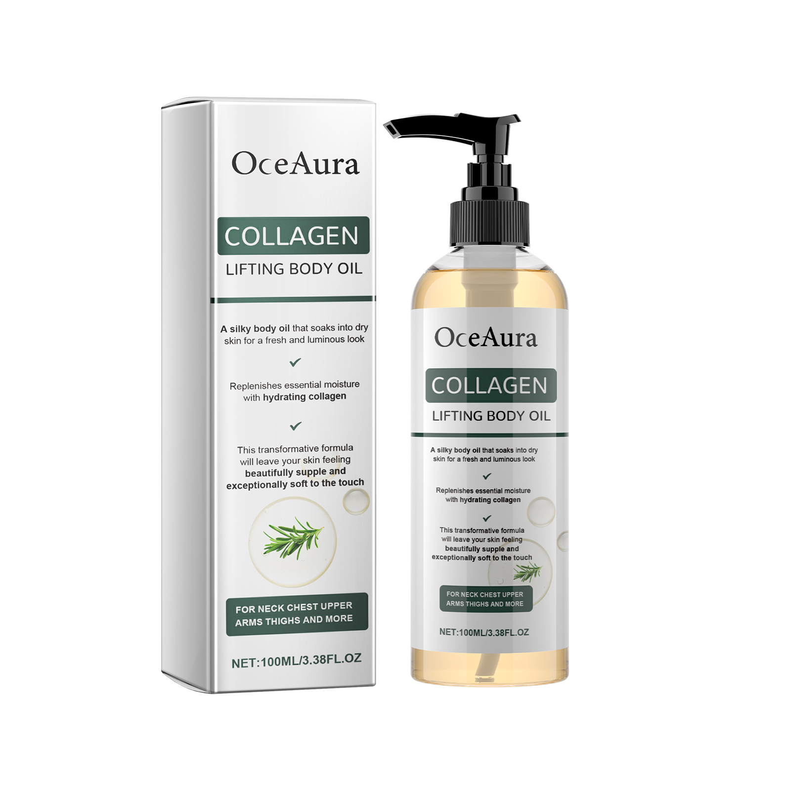 OceAura Collagen Firming Body Oil Hydrates And Firms Arms, Belly Fat, And All-over Body…