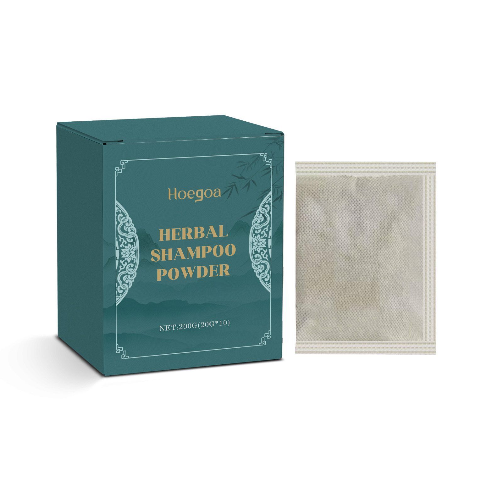 HOEGOA Herbal Hair Shampoo Powder, 10 Packets, 20 g Each