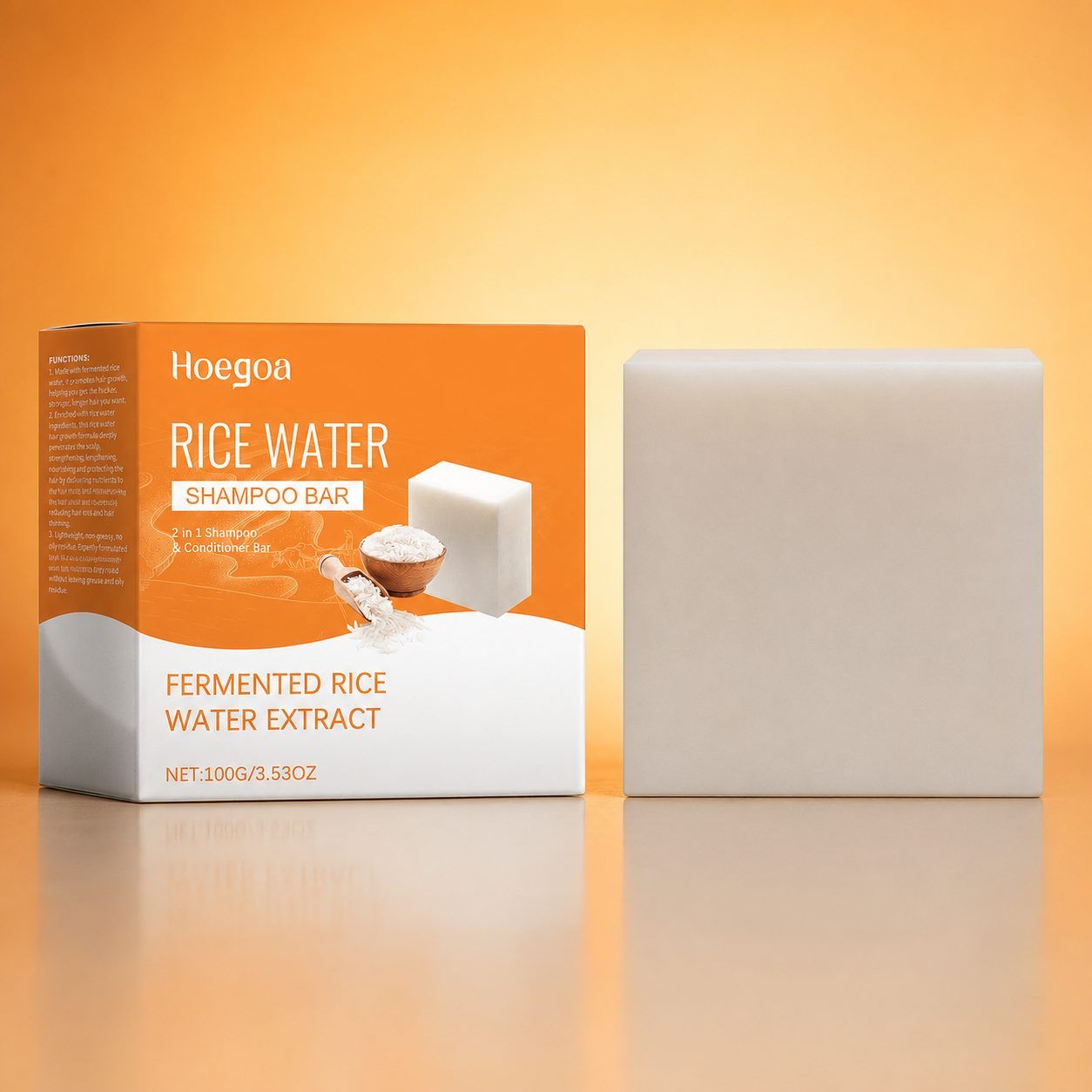 HOEGOA Fermented Rice Water Shampoo Bar, 100 g
