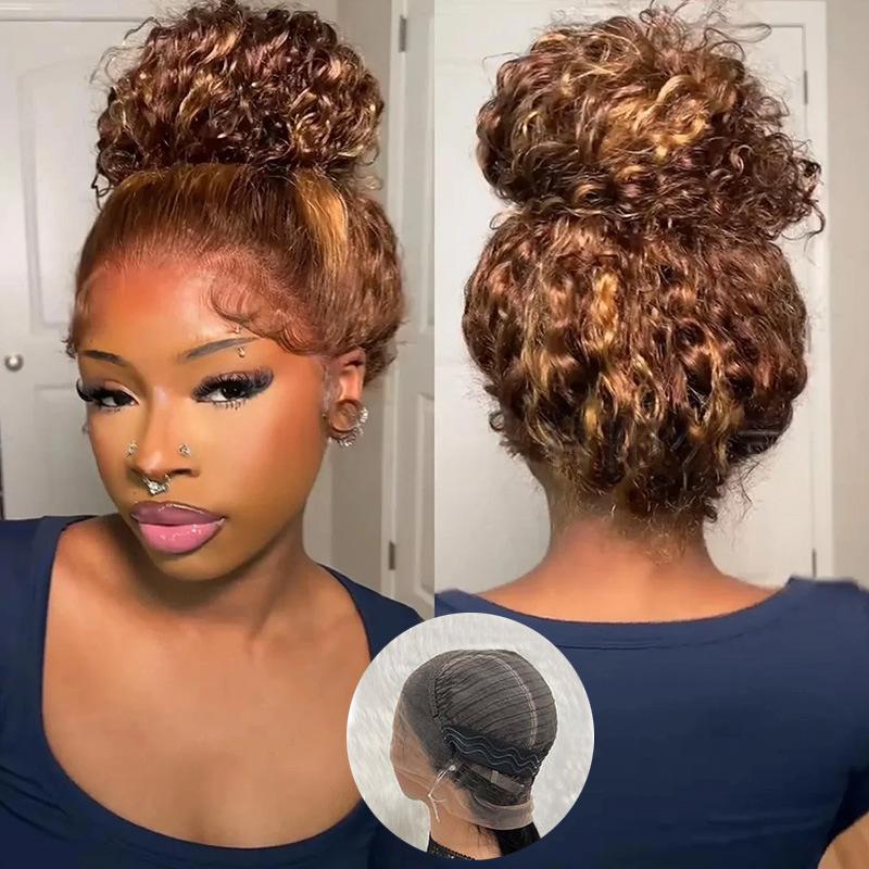 Invisi Strap 360 Lace Front Curly Wave Wig Highlight