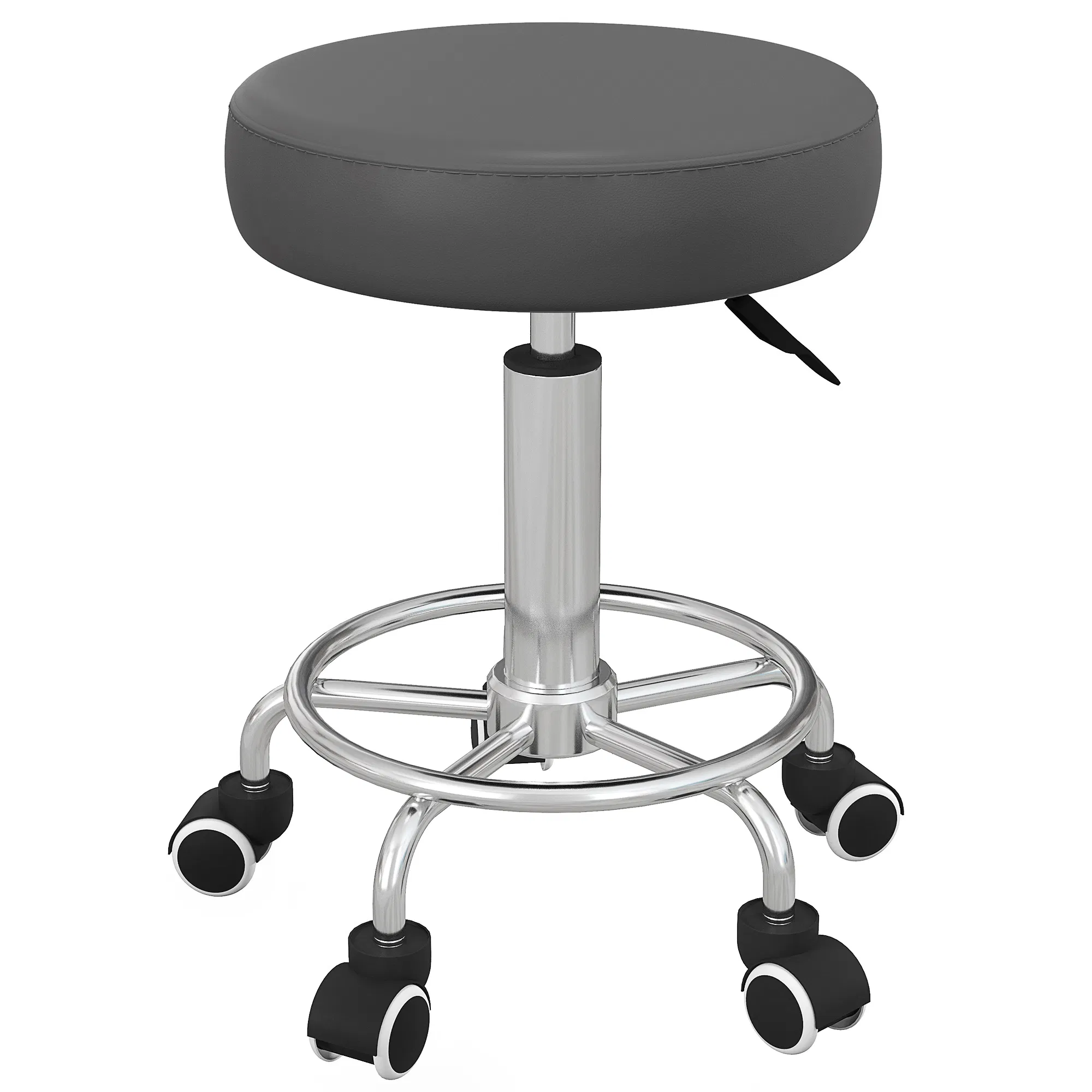 Vinsetto Salon Stool with Adjustable Height, PU Leather Barber Rolling Massage Tattoo…