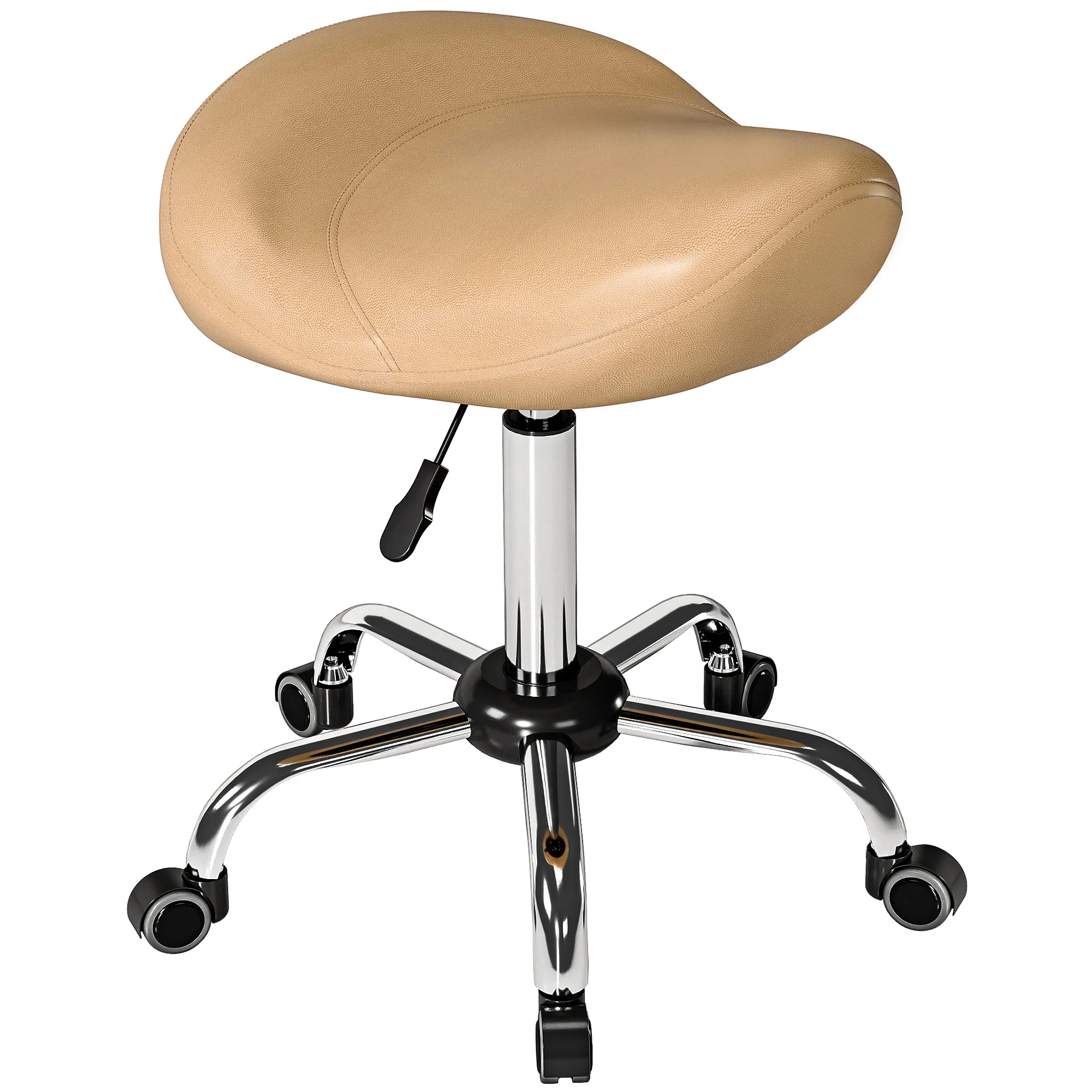 Saddle Stool, Height Adjustable Rolling Salon Chair with PU Leather for Massage, Spa…