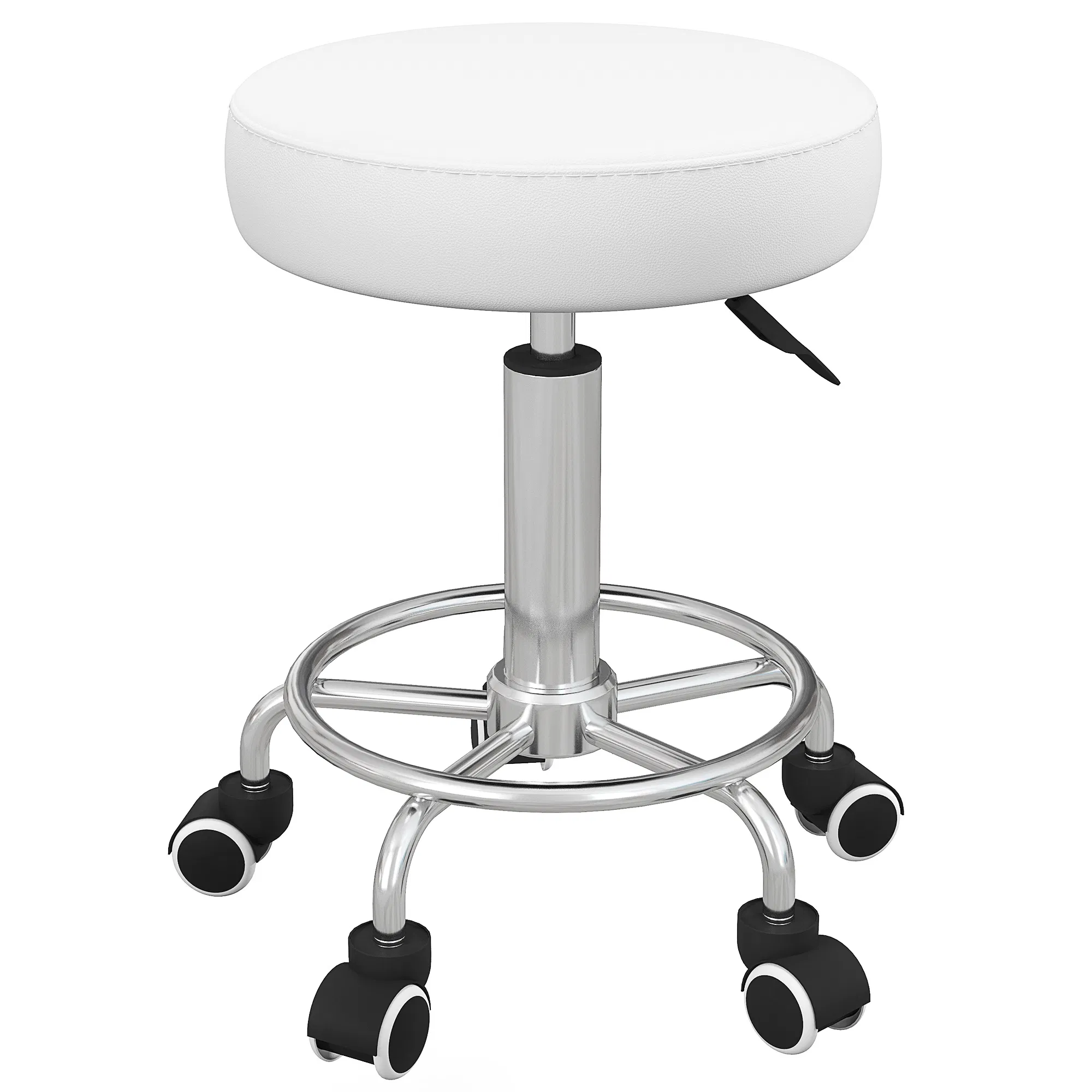 Vinsetto Salon Stool with Adjustable Height, PU Leather Barber Rolling Massage Tattoo…