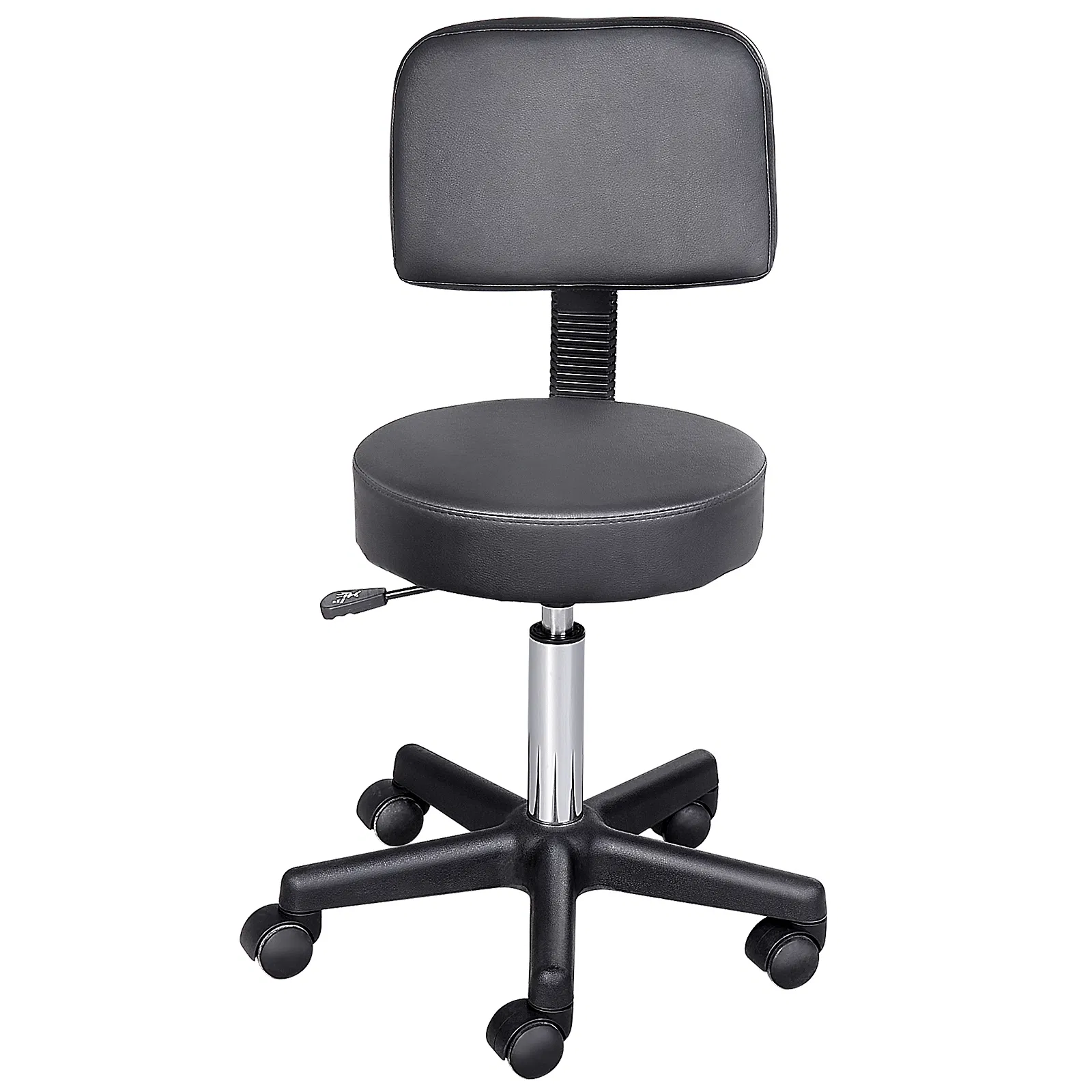 Rolling Stool Comfort: PU Leather Adjustable Swivel Drafting Stool with Back for Salon…