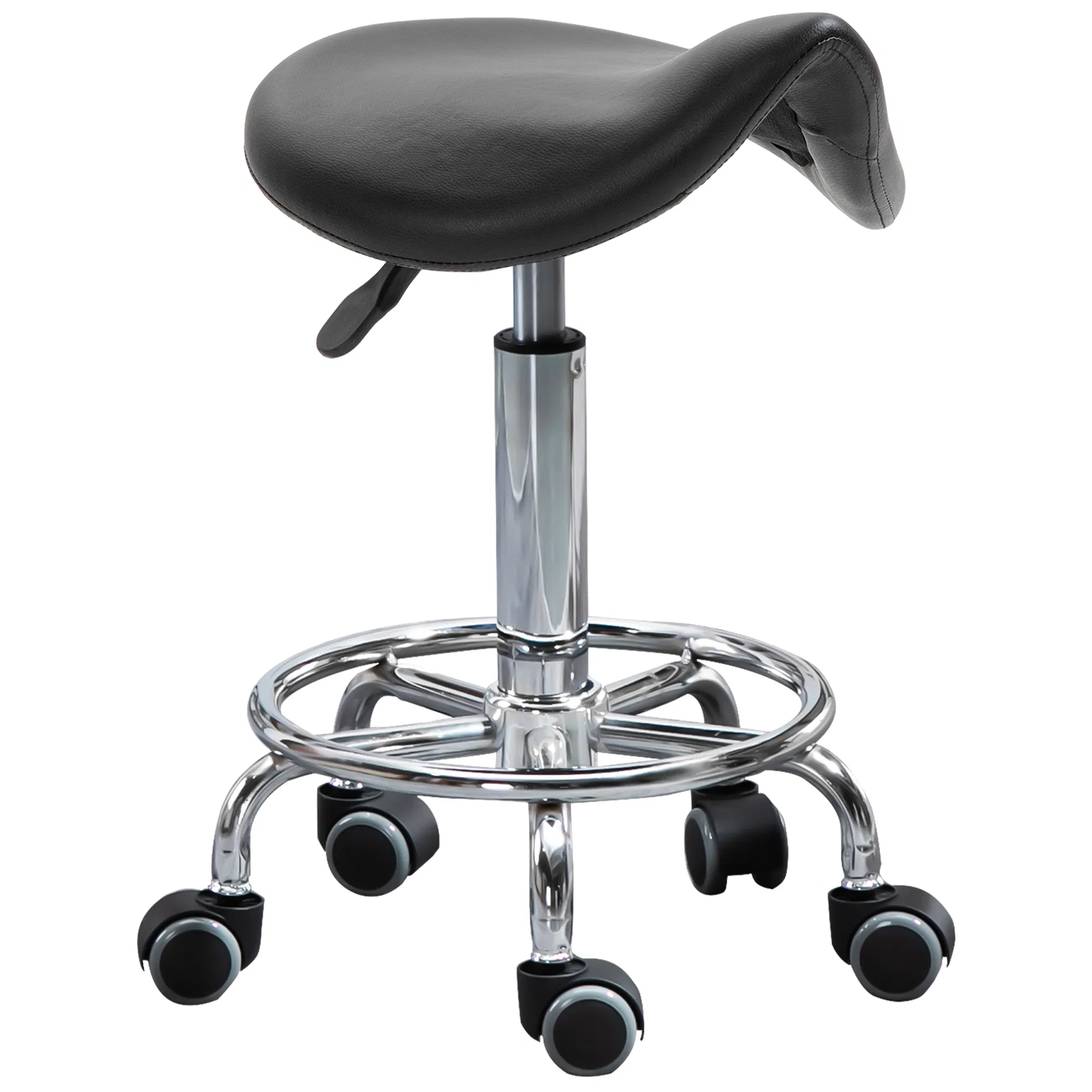 Saddle Stool PU Leather Adjustable Rolling Salon Chair Black for Massage Spa Clinic…