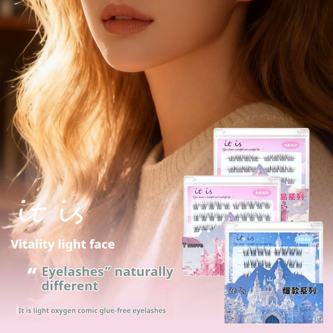 Glue-free Lisbon Crescent Moon Sand False Eyelashes