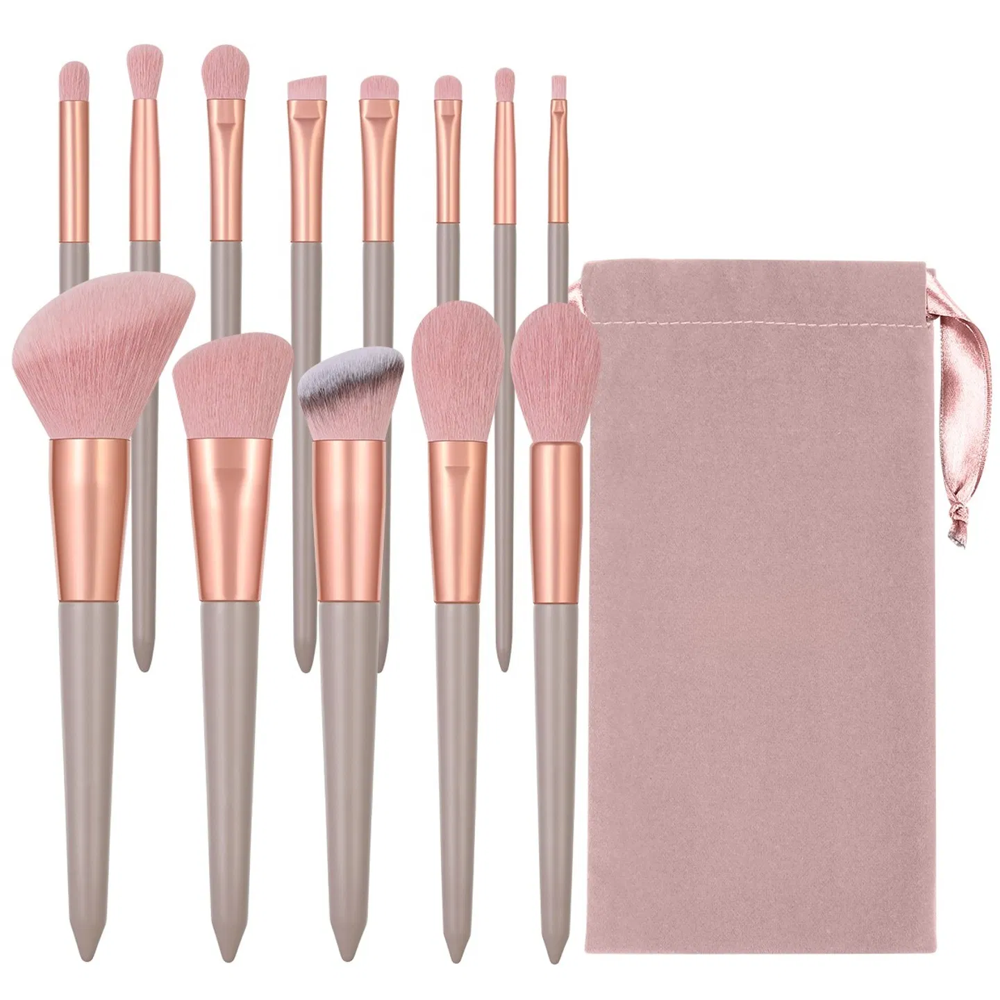 13-piece Pink Makeup Brush Set, Complete for Face and Eye Application, Soft Bristles for…