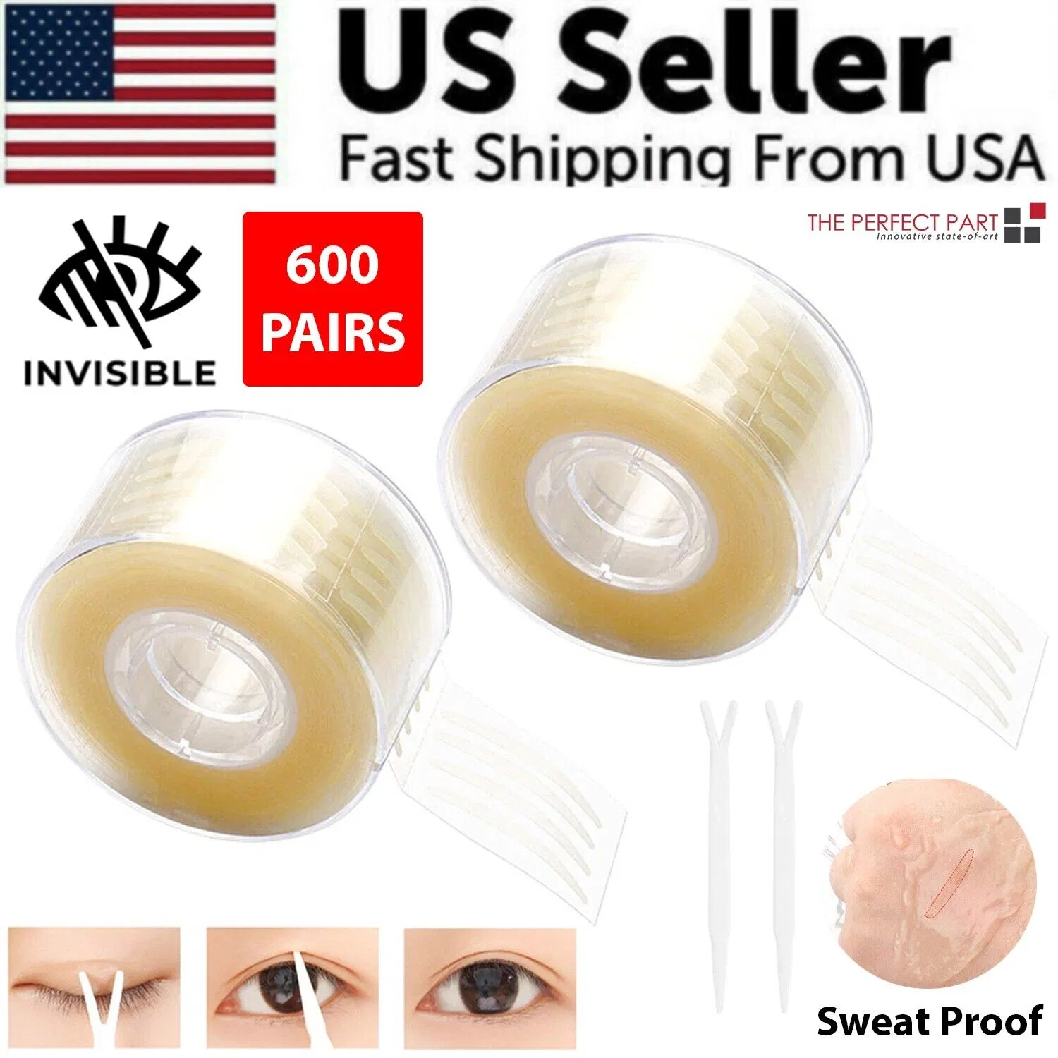 1200-Pack Invisible Lace Eye Lift Strips Double Eyelid Adhesive Style Tape Sticker
