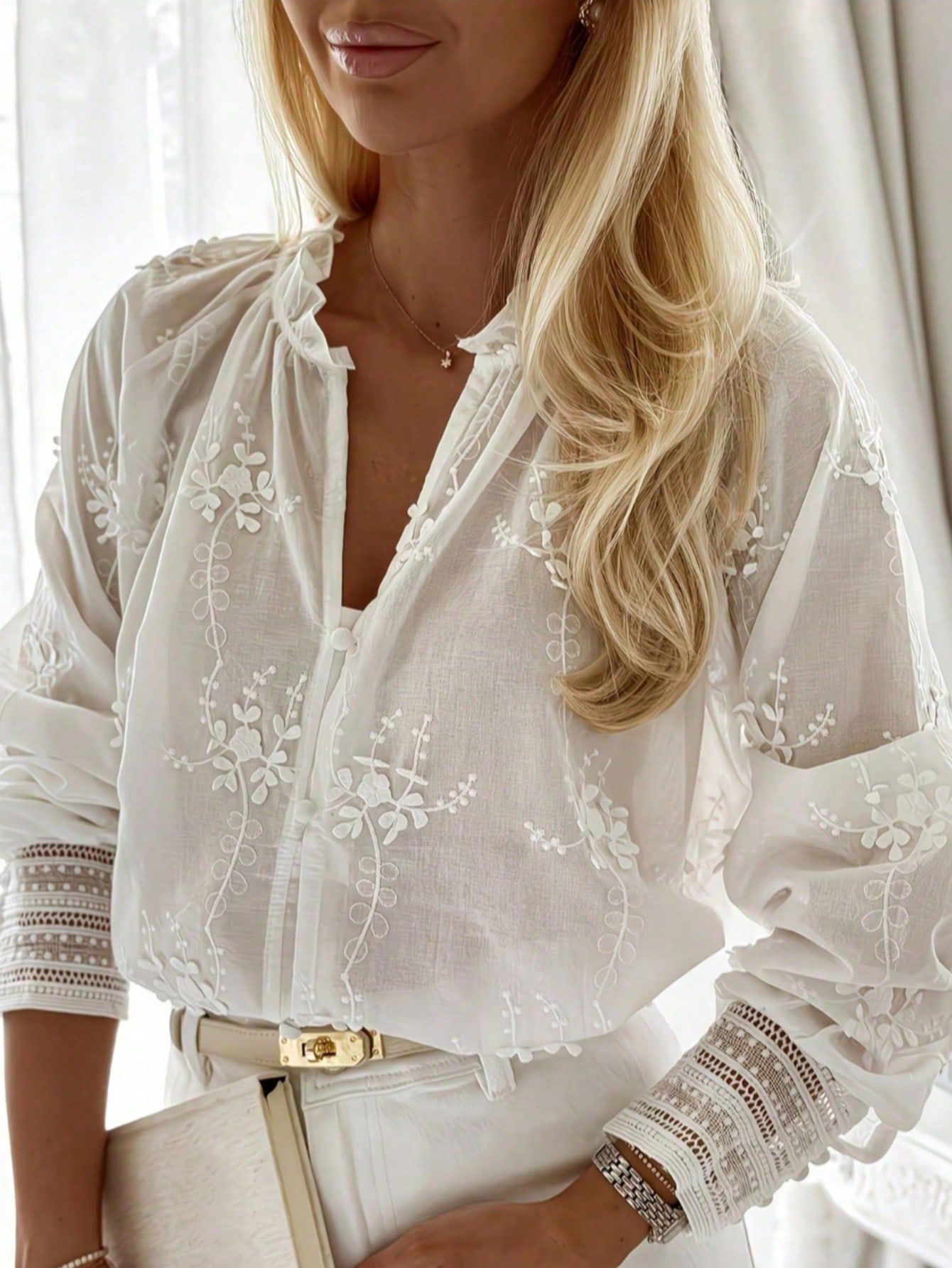 Autumn New Women's Clothing European And American Trade French Ruffled Stand Collar…