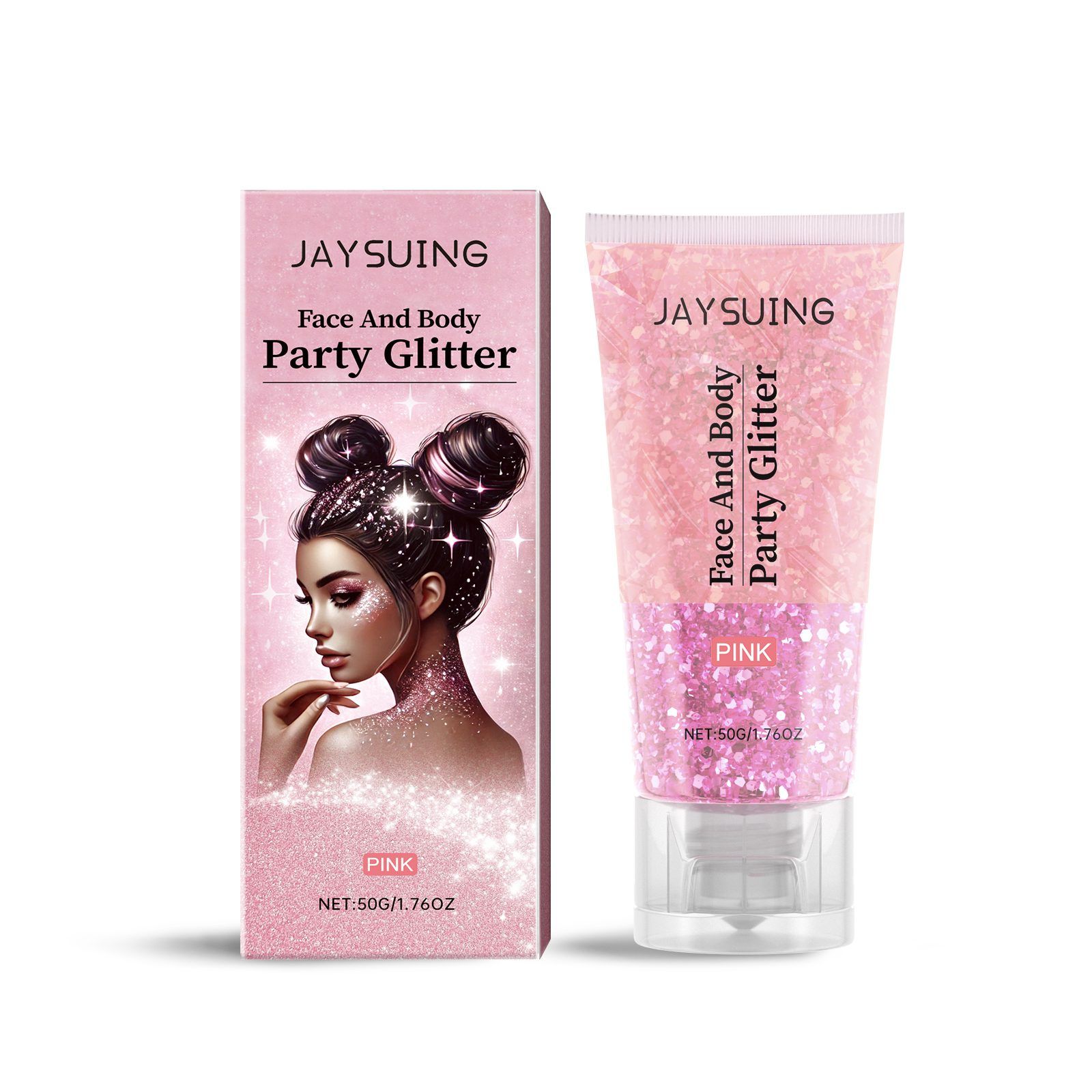 JAYSUING Pink Glitter Gel, 50 g