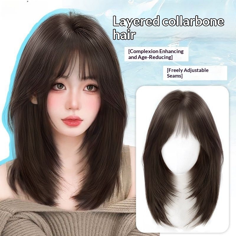 High-end Mid-length Clavicle-length Wig Set