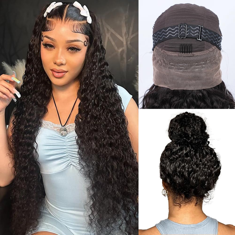 360 Lace Water Wave Human Hair Wig, Natural Color, Density