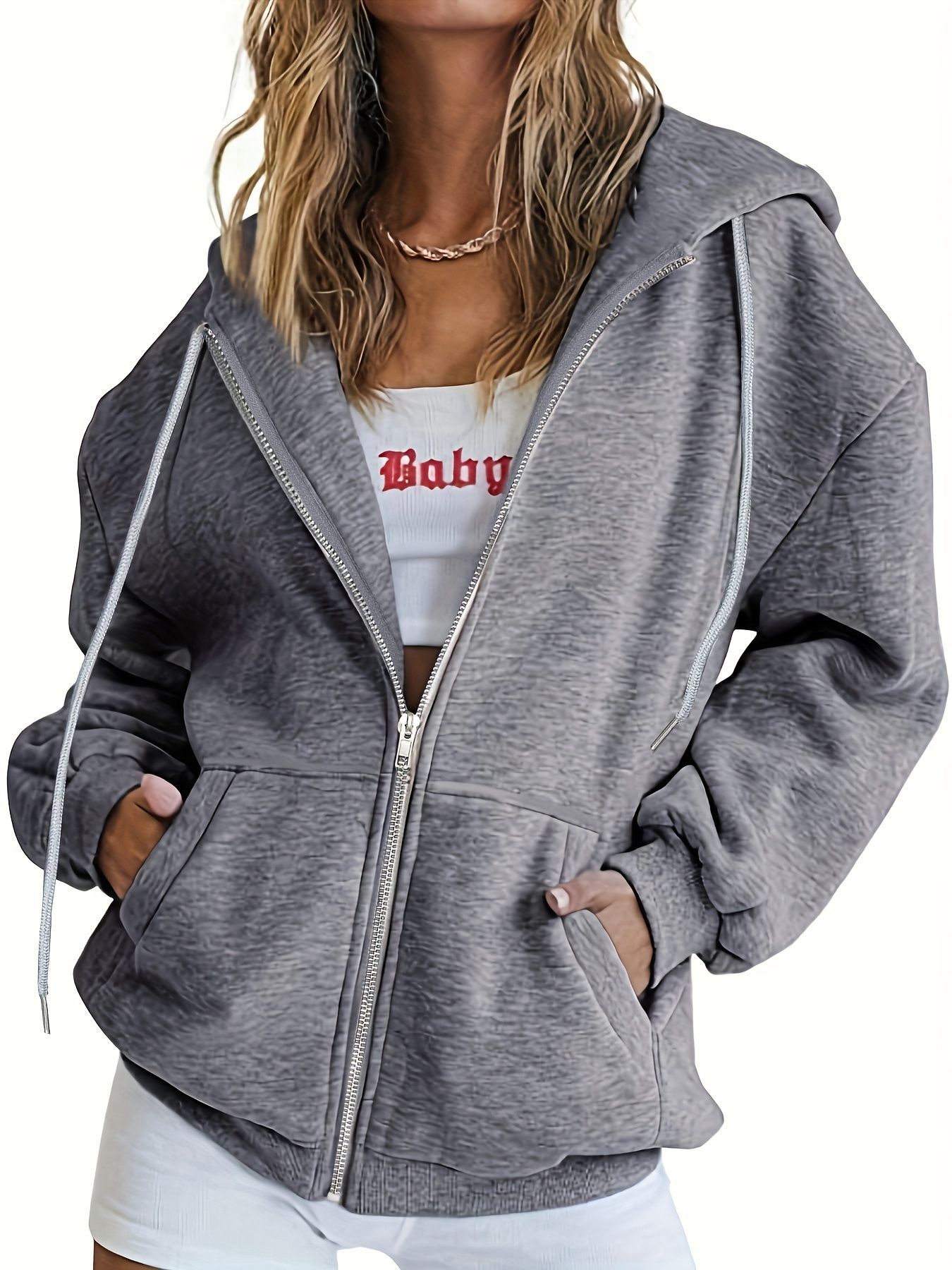 European And American Exclusive Women's Autumn Top, Vintage Casual Drawstring Kangaroo…