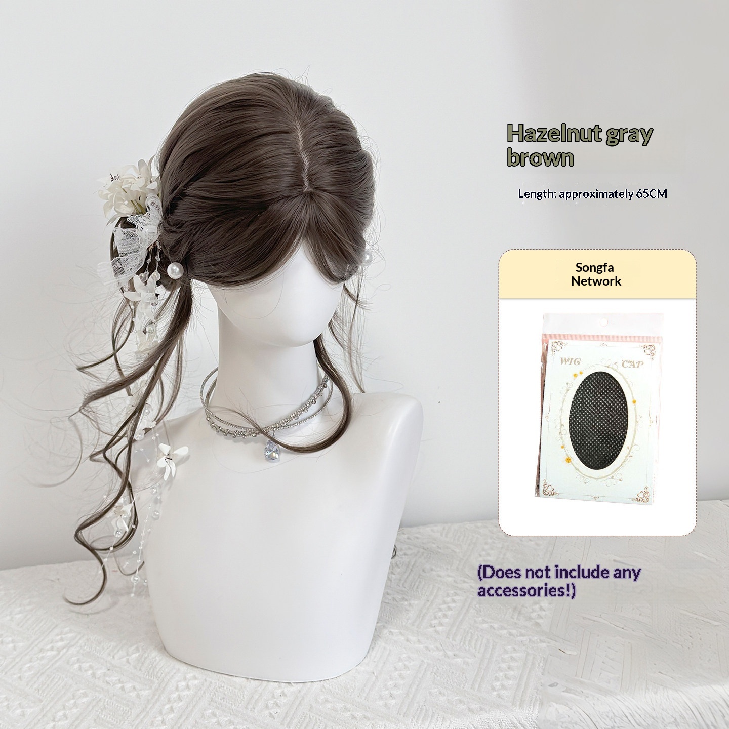 Ash-brown Wig Womens Long Curly Hair