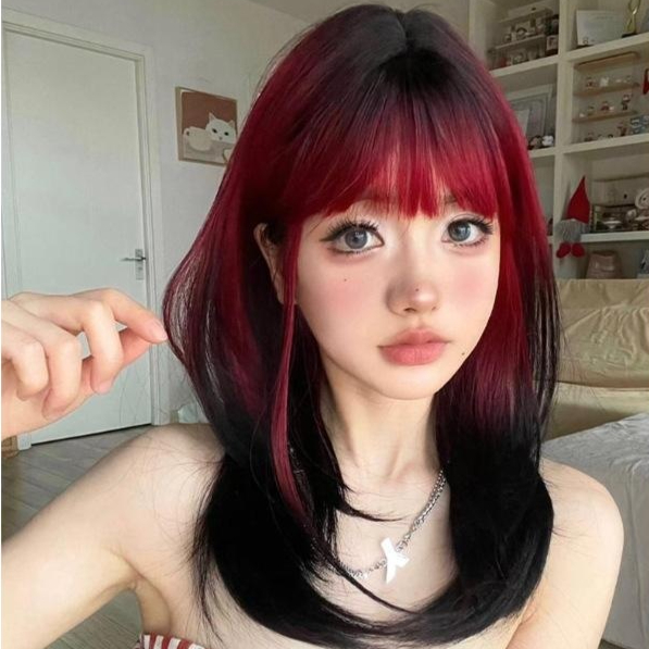Sweet And Edgy Ombre Long Straight Hair JK Full Head Wig
