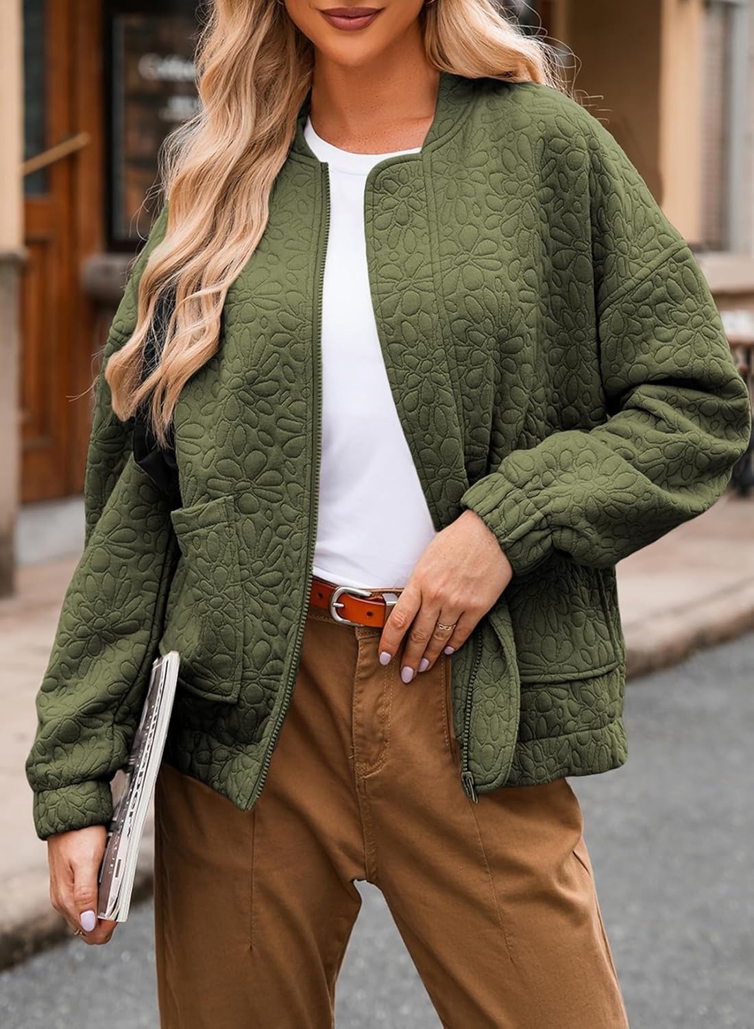 Fall Winter Hotselling Women's SolidTexturedCasualOpenFront Cardigan Coat