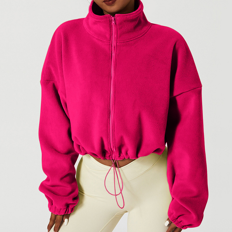 Winter Fleece-lined Thickened Sports Jacket Women's Olympic Grain Fleece Collar Top Loose…
