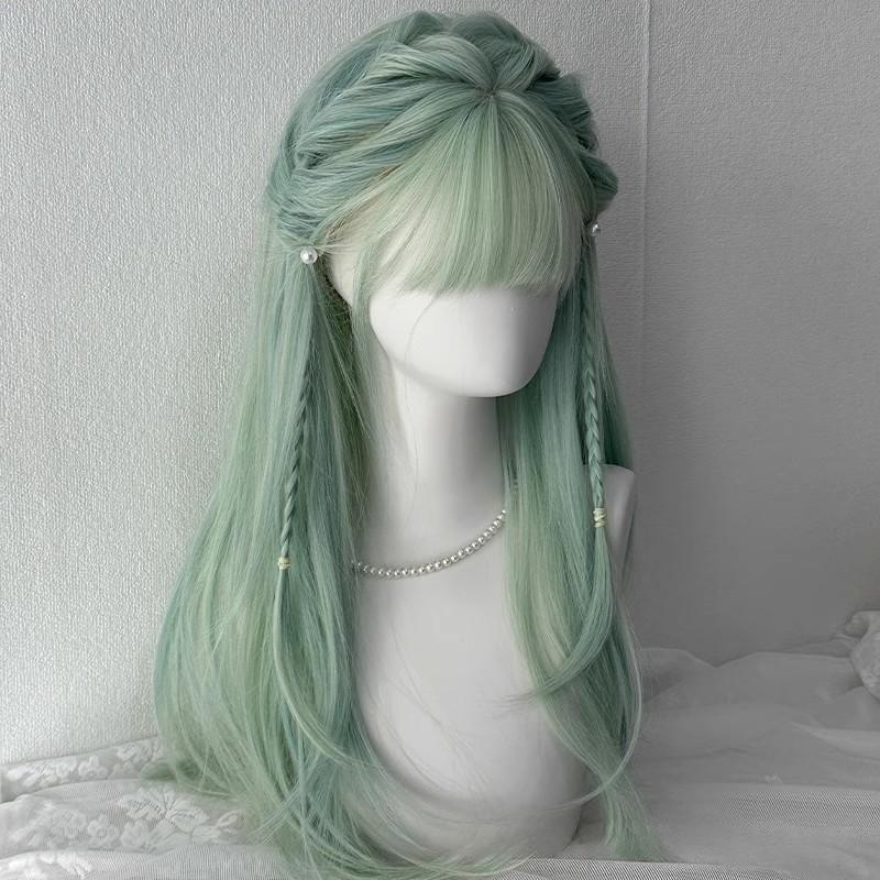 Mint Mumbo Long Straight Full Head Wig