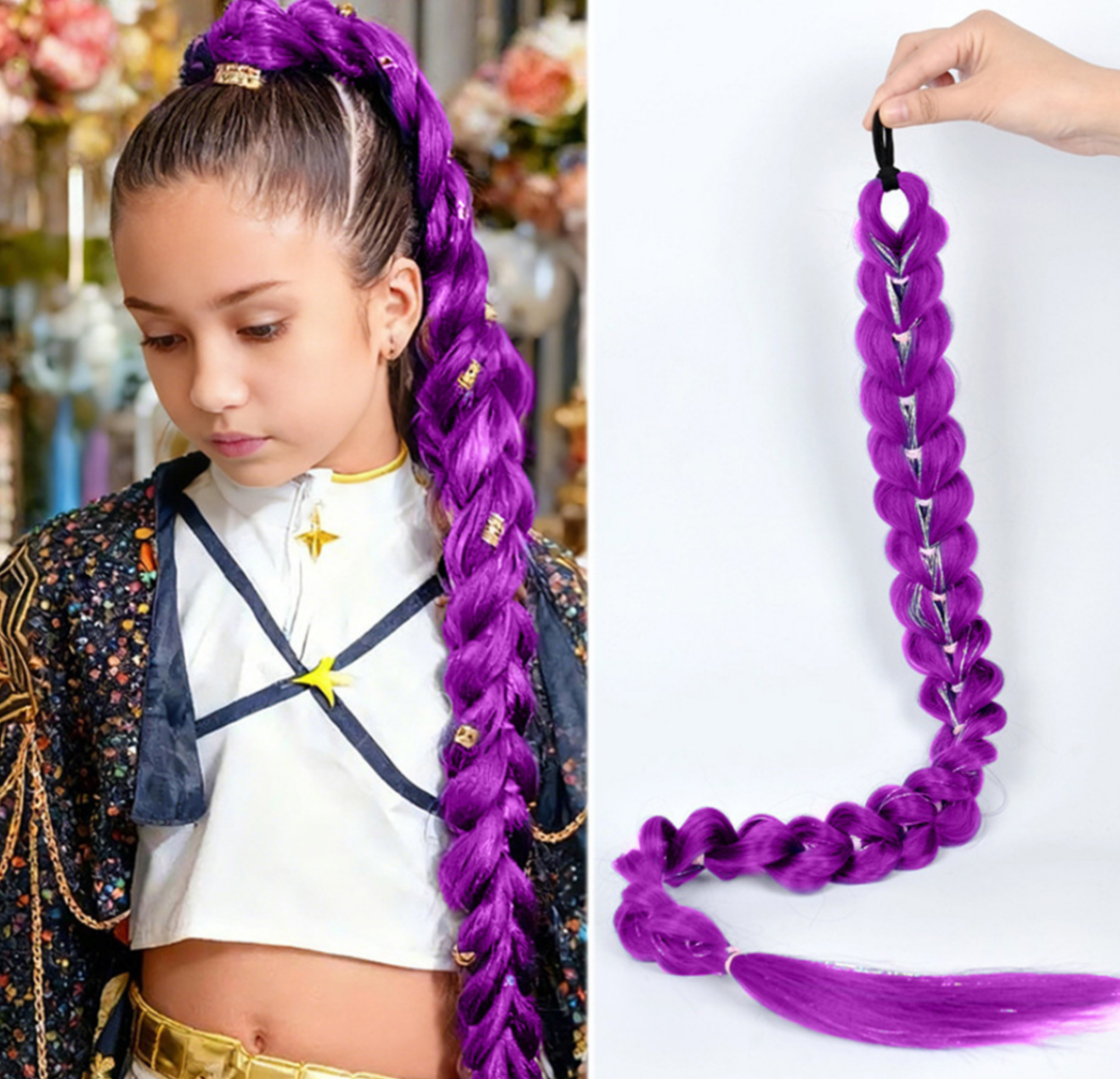 European And American Wigs, Witch Hunt Team, Rumi Ponytail, Colorful Elastic Rope Braided…