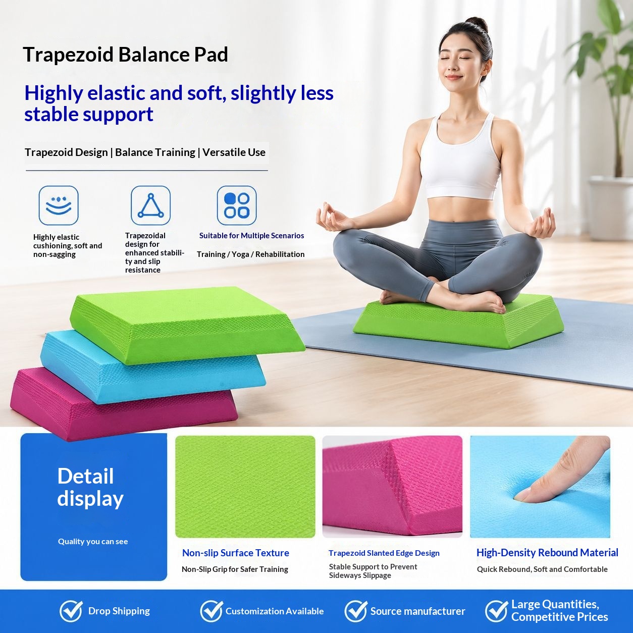 Sports Balance Mat Tpe Ankle Rehabilitation Fitness Core Training Non-Slip Trapezoidal…