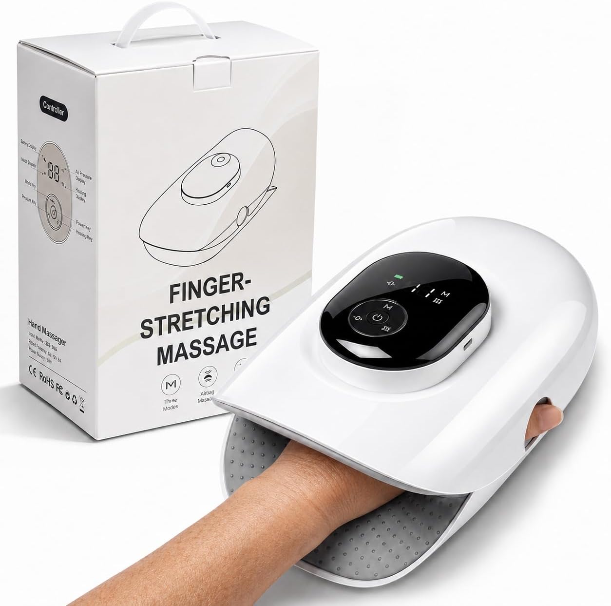 Hand Massager With Heat & Air Compression For Arthritis And Carpal Tunnel, 5 Modes Air…