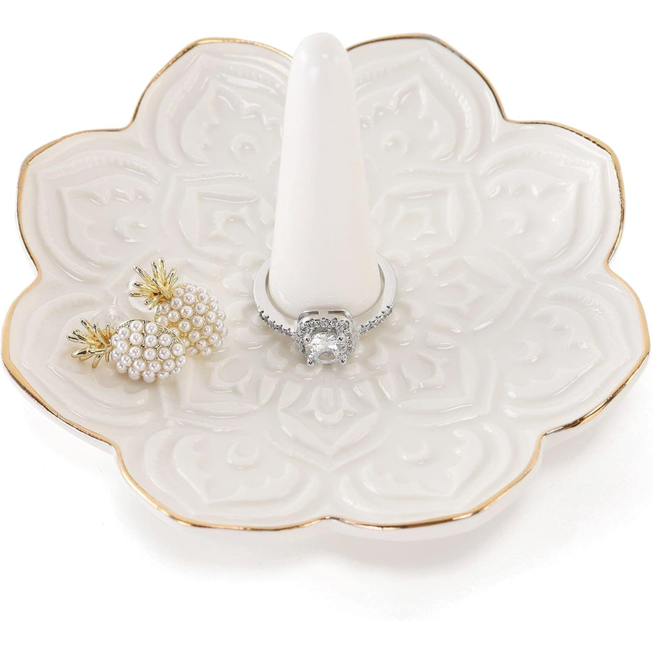 Ceramic White Mandala Jewelry Holder Decorative Ring Holder Trinket Tray Engagement…