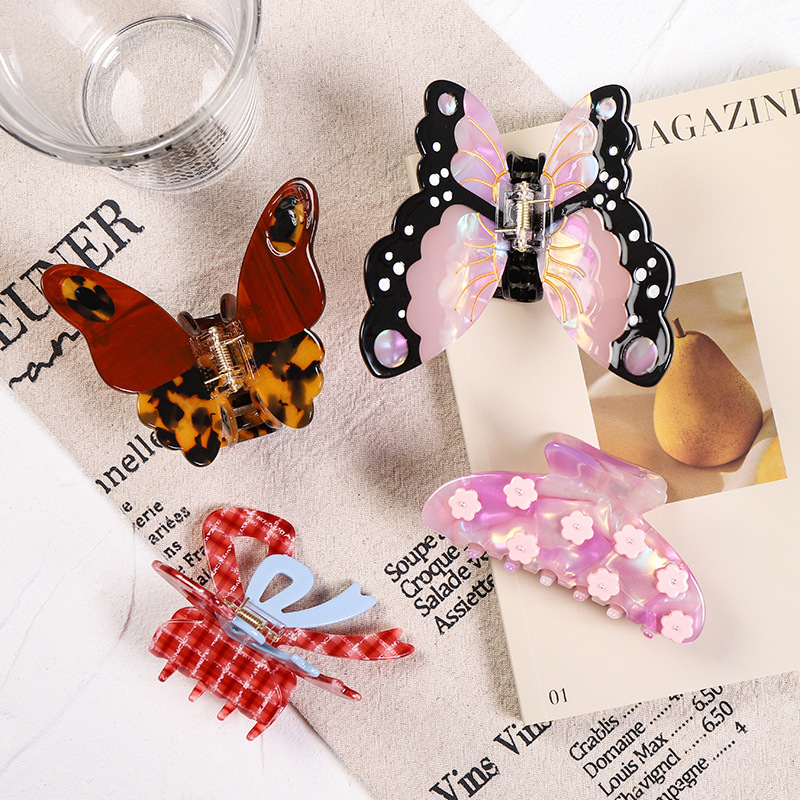 Hairclip Butterfly Acetic Acid Premium Grip Clip