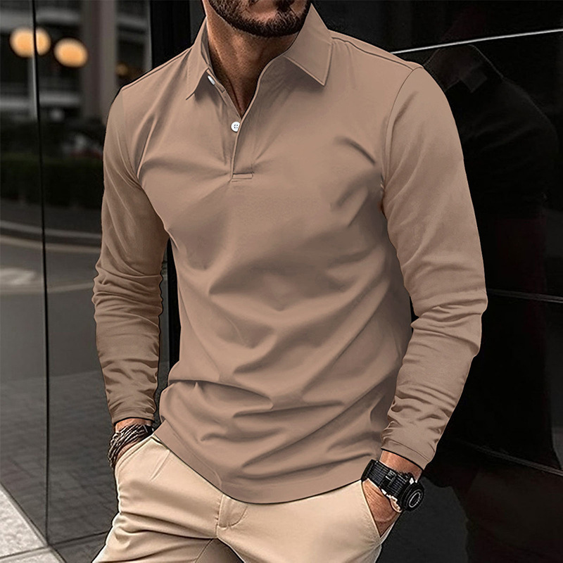 Men's Casual Lapel Long-sleeve Sports Polo Shirt