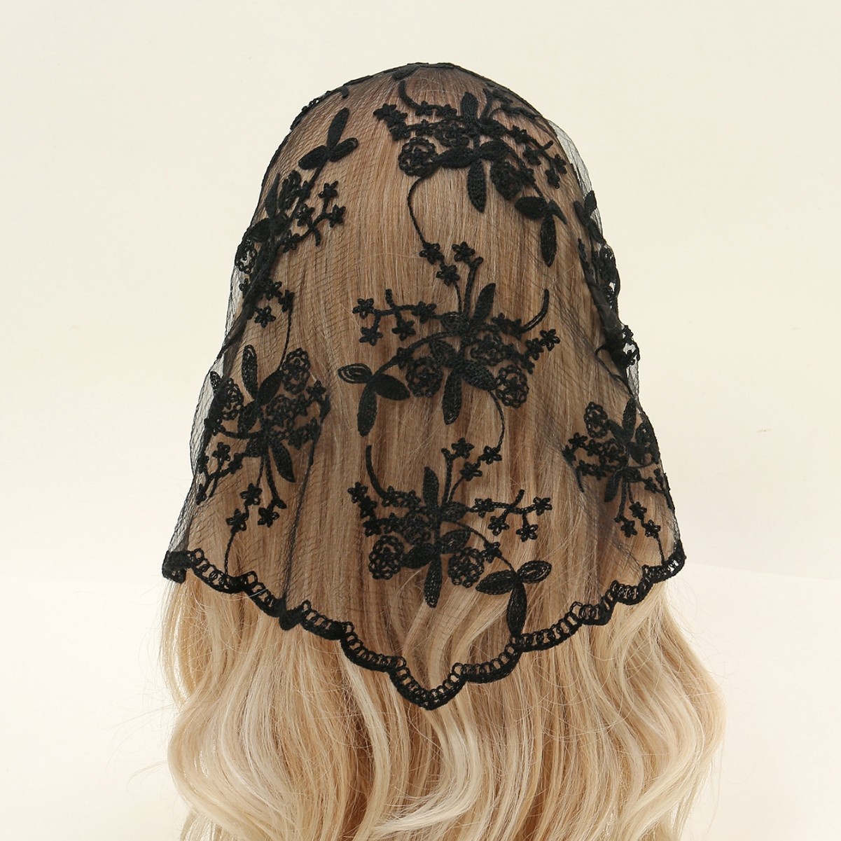 Bridal Floral Lace Triangular Binder Solid Color Veil Wedding Lace Veil Women
