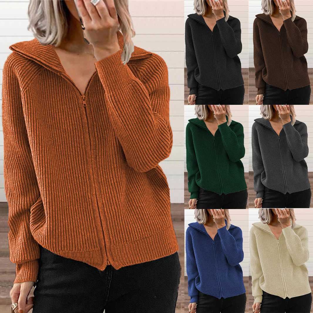 European And American Fall And Winter New Style Striped Casual Jackets, Loose Knitted…