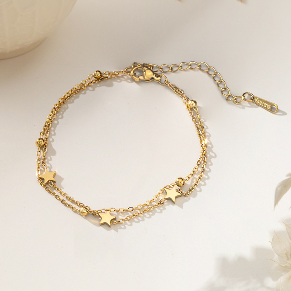 Women's 18K Gold-Toned Titanium Steel Anklet With A Luxurious Feel