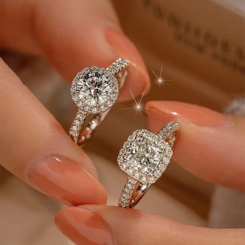 Douyin Live Broadcast S925 Silver Classic Small Sugar Cube One Carat Simulated Diamond…
