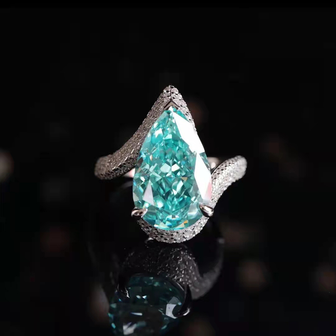 Live Broadcast Of New Simulated Paraiba Tourmaline Ring, Large Carat Water Drop…