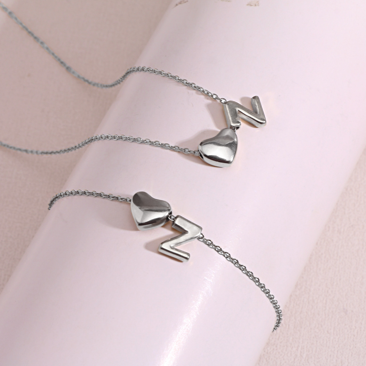 Heart Shaped Pendant Collarbone Chain 26 Letter Titanium Steel Bracelet Anklet