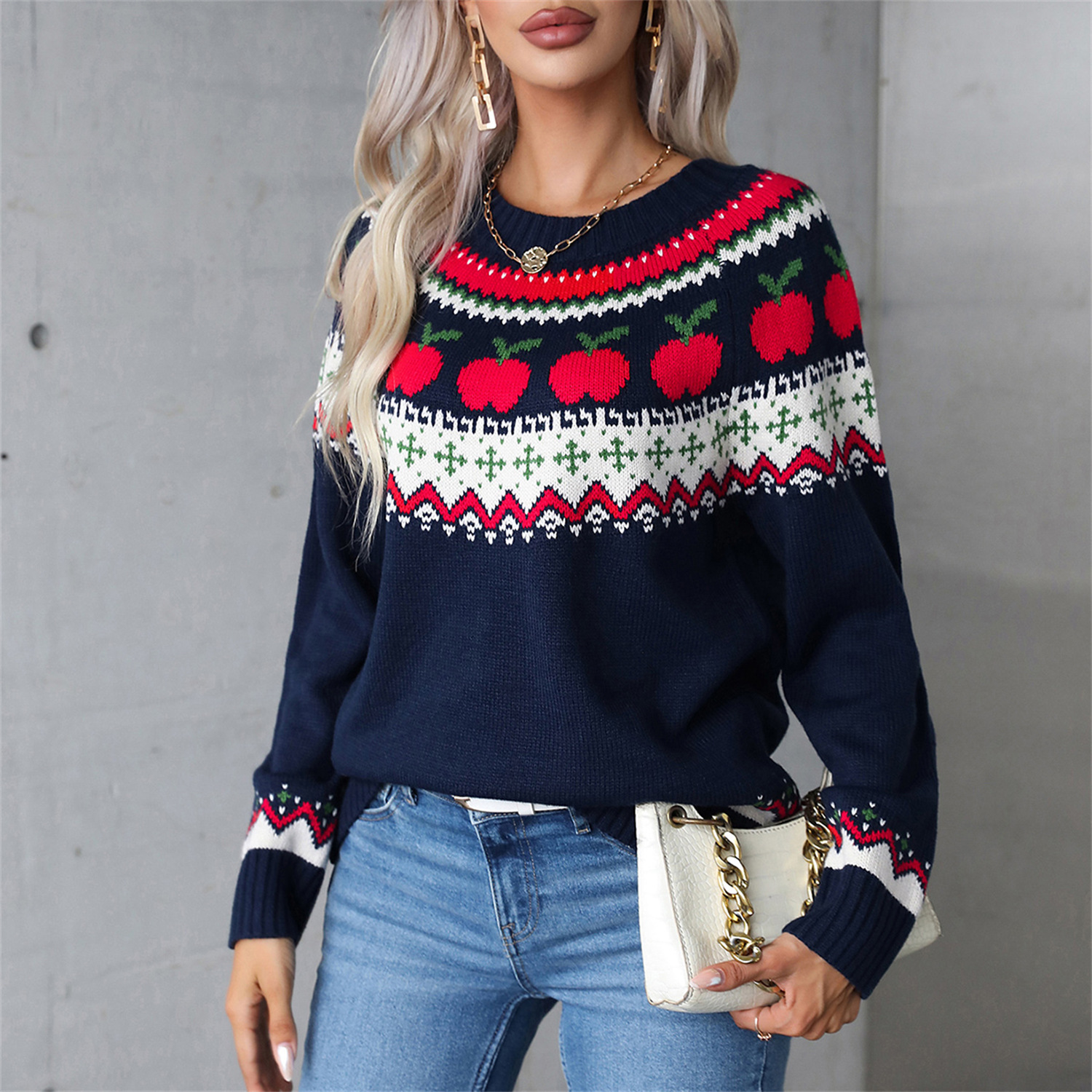 Women's Fashionable Printed Pullover Sweater