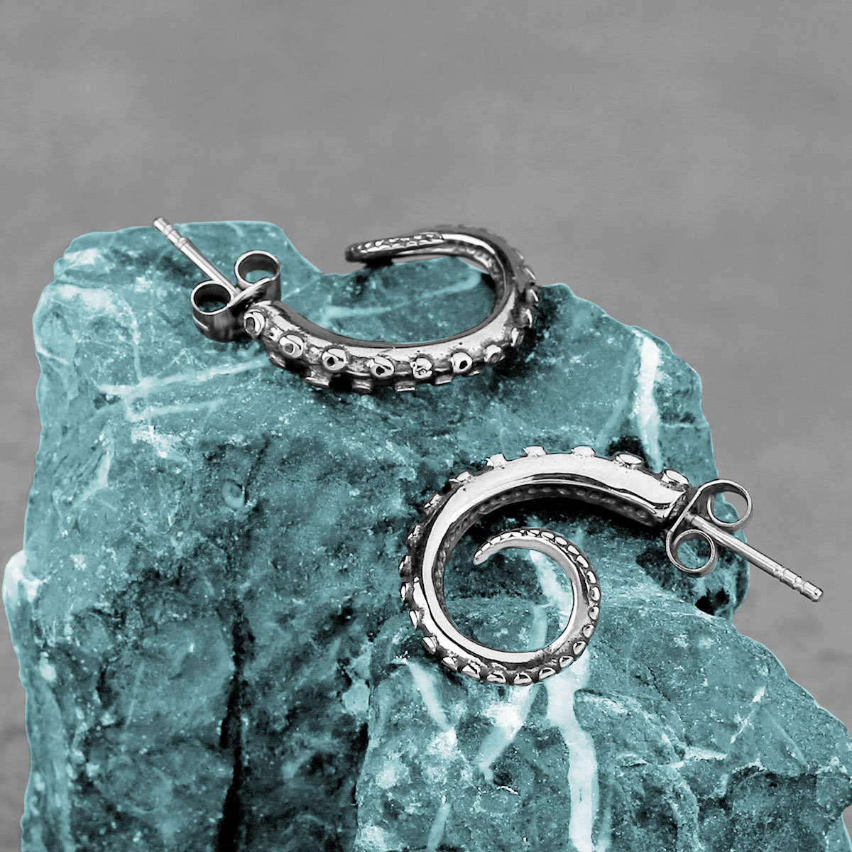 Stainless Steel Octopus Foot Stud Earrings