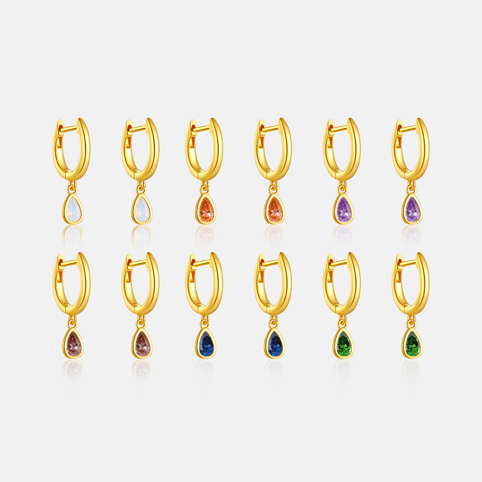 S925 Sterling Silver Earrings Colorful Pear-shaped Long Graceful And Fashionable Zircon…