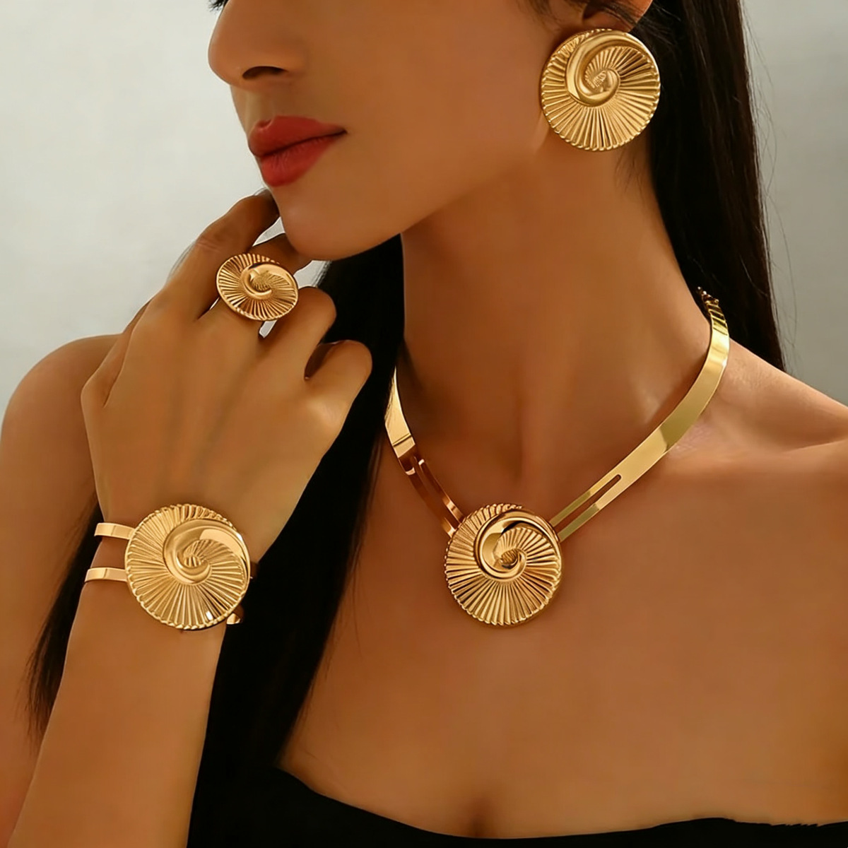 European And American Accessories Exaggerated Spiral-shaped Earrings, Geometric…