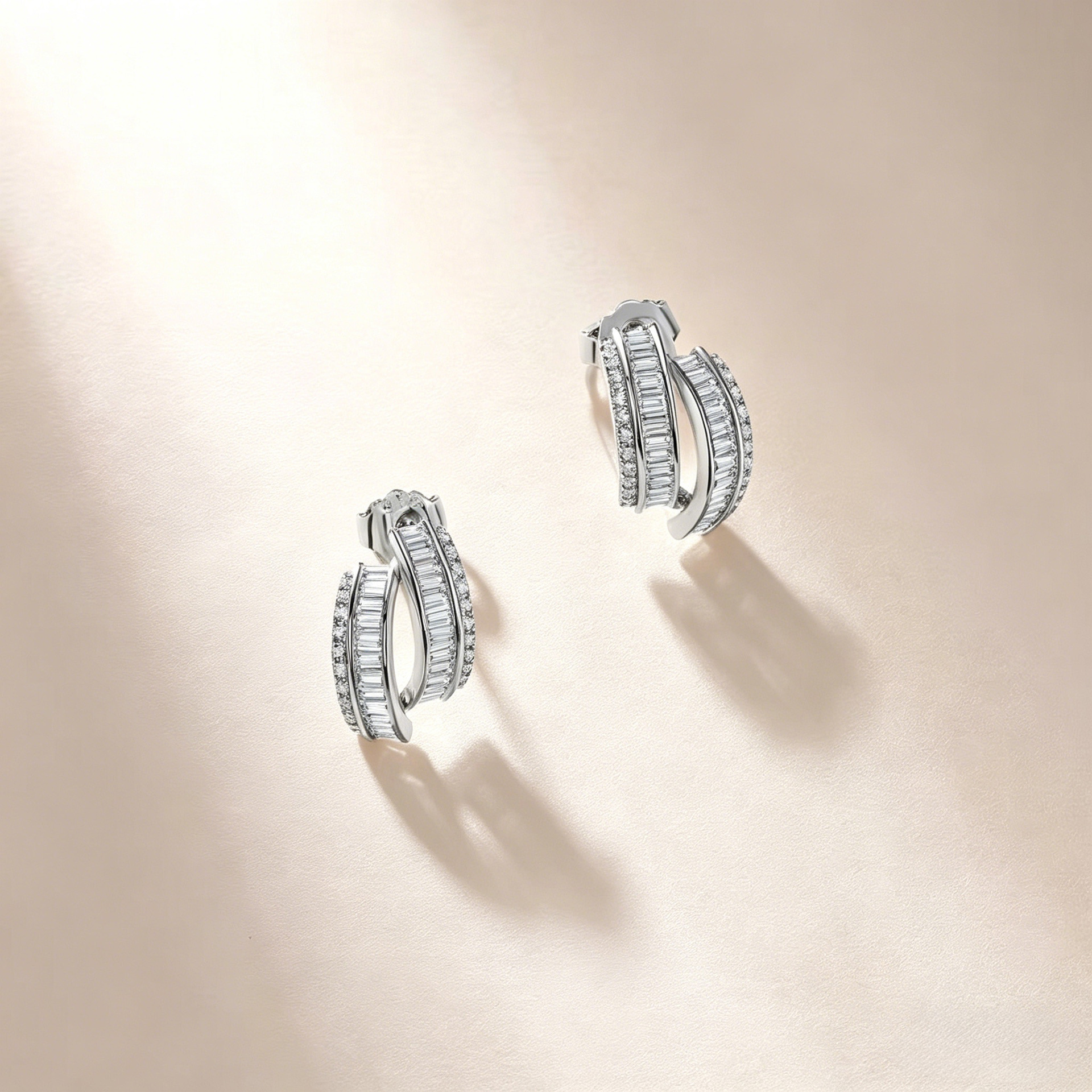 Geometric Multi-layer Stepped Moissanite Earrings