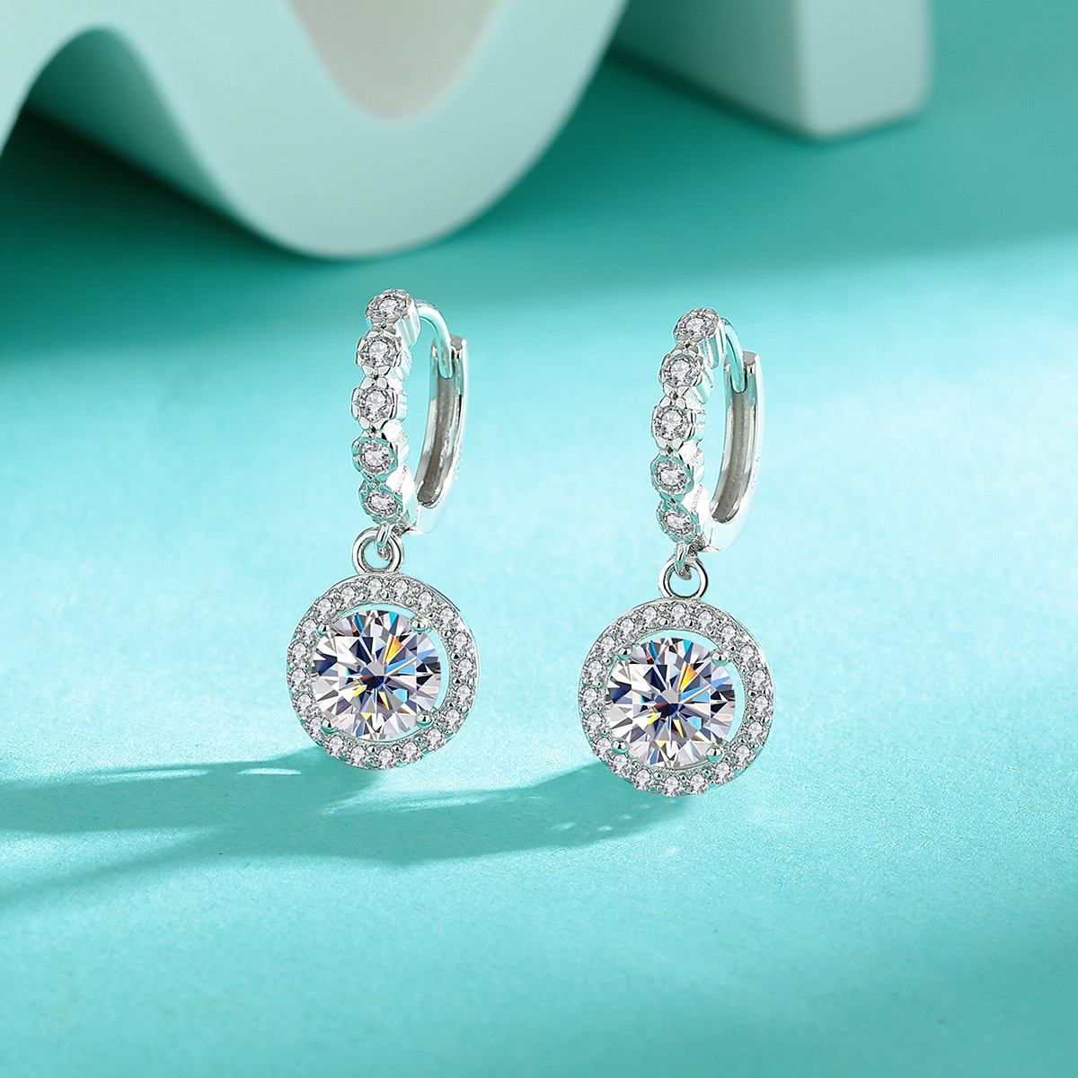 S925 Sterling Silver Moissanite Round Fashion Earrings