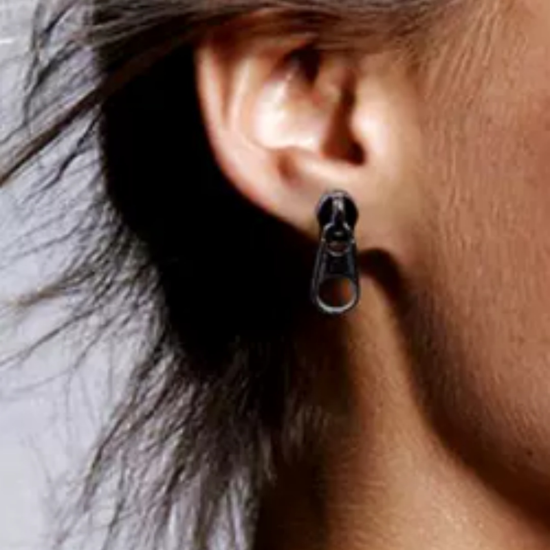 925 Pure Silver Earring Trendy INS Single Silver Jewelry Zipper