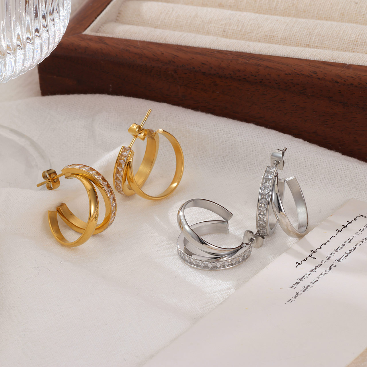 European And American-style Vintage Chic Earrings With Zircon Inlays