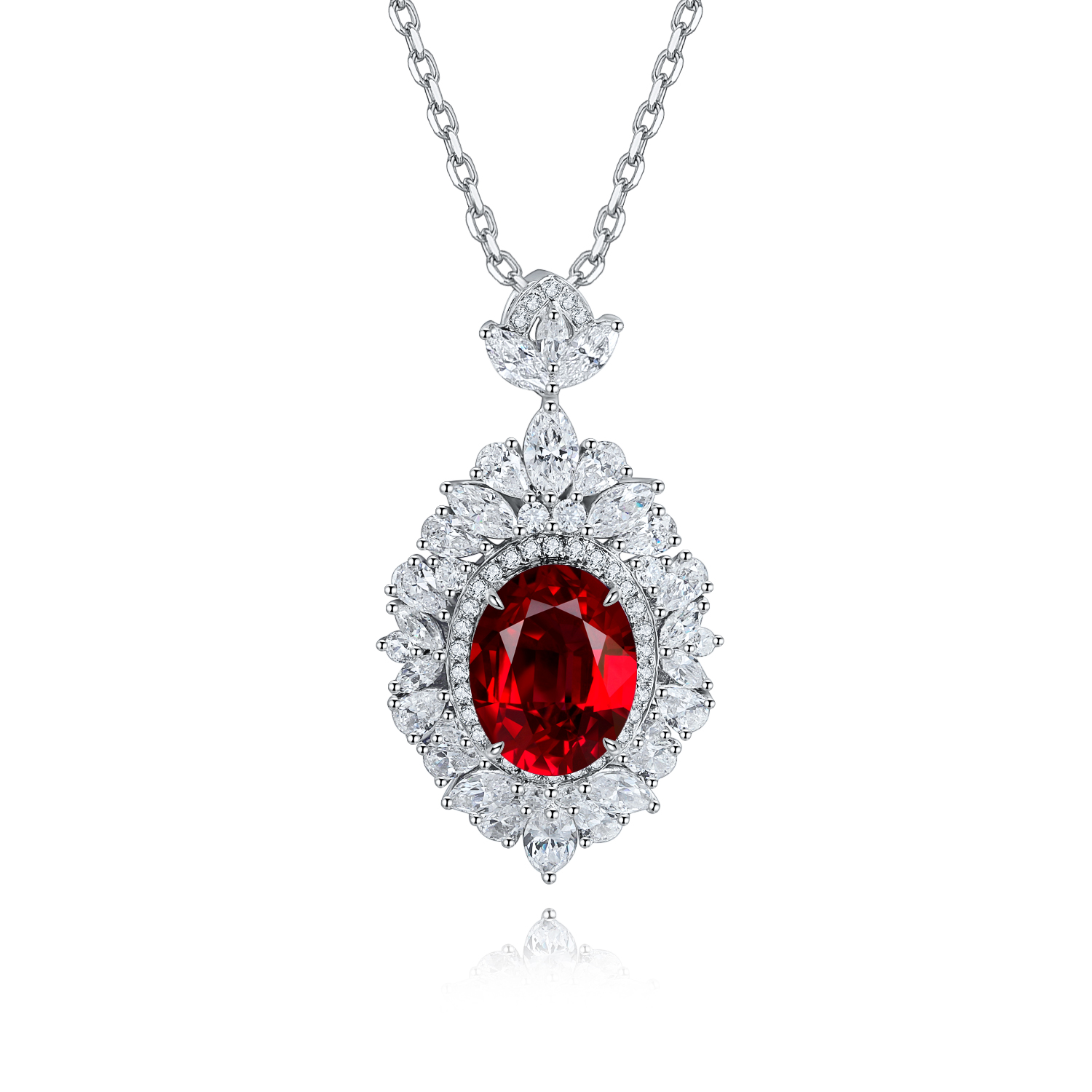 S925 Silver 4.3g Lab-Created Gemstone Necklace, 7.5x10mm Multi-Color, 40&5cm