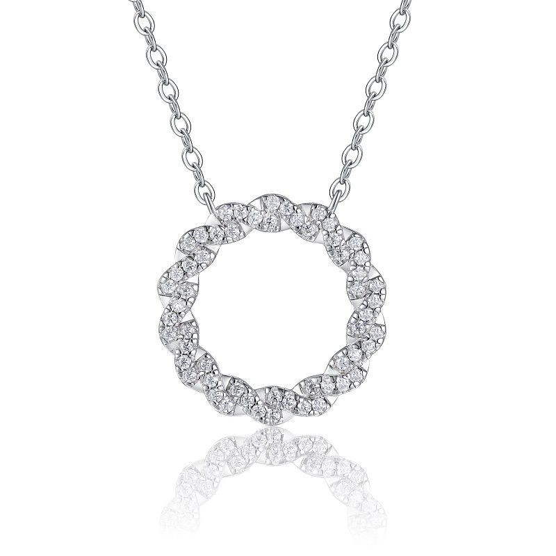S925 Silver Moissanite Circle Necklace, 56pcs D VVS1 Pendant, 40&5cm, GRA Certified