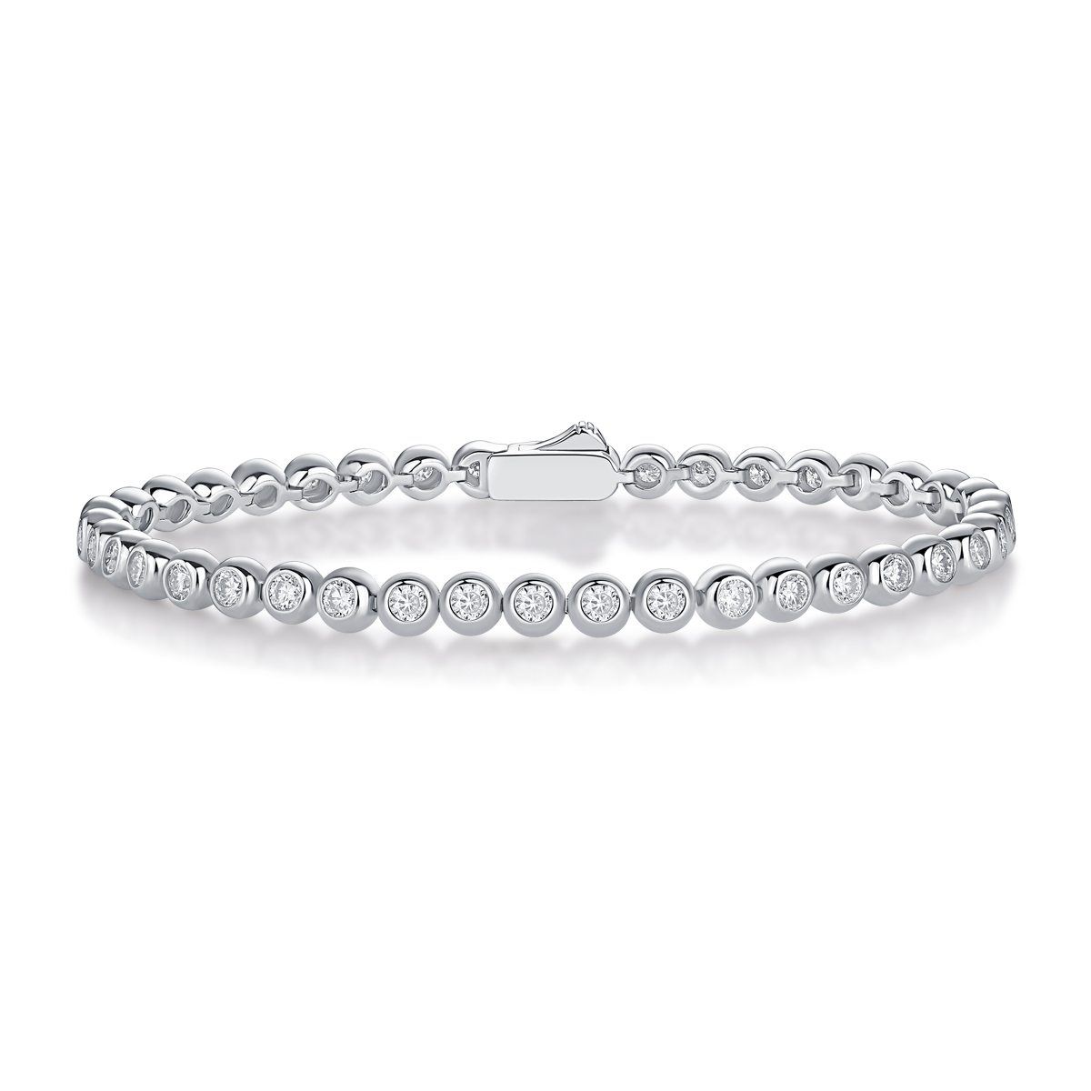 S925 Silver 13.2g Moissanite Tennis Bracelet, 40pcs D VVS1 Bezel Set, GRA Certified 16.5cm