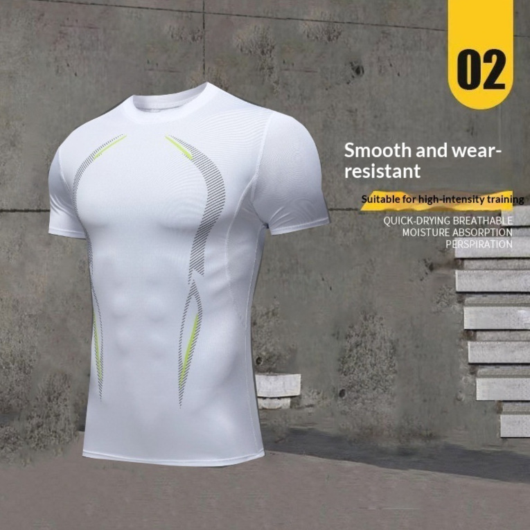 Men's Summer Quick-drying Short-sleeve T-shirt With A Breathable Round Neck For Gym…